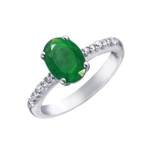 Sterling Silver May Emerald Stackable Ring for Women