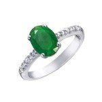 Sterling Silver May Emerald Stackable Ring for Women