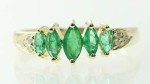 10K Gold Zambian Emerald and Diamond Women's Ring