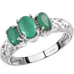 Trendy Emerald Ring in Sterling Silver for Her