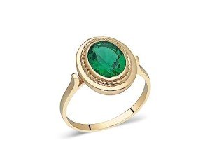 Dainty 14k Gold Natural Emerald Ring for Women