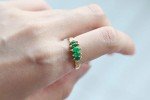 10K Gold Zambian Emerald and Diamond Women's Ring