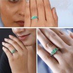 Trendy Emerald Ring in Sterling Silver for Her