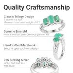 Trendy Emerald Ring in Sterling Silver for Her