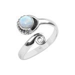 Adjustable Rainbow Moonstone Sterling Silver Toe Ring
