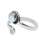 Adjustable Rainbow Moonstone Sterling Silver Toe Ring
