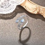 Adjustable Silver Moonstone Sunflower Ring for Women