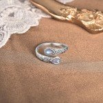 Adjustable Silver Moonstone Sunflower Ring for Women
