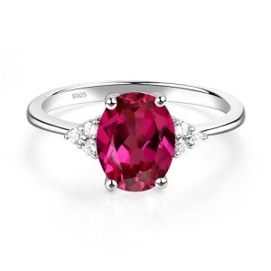 S925 Sterling Silver Ruby Oval Ring for Women