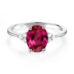 S925 Sterling Silver Ruby Oval Ring for Women