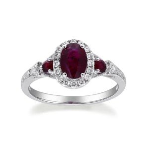 14K White Gold Ruby and Diamond Women's Ring
