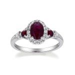 14K White Gold Ruby and Diamond Women's Ring