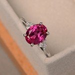 S925 Sterling Silver Ruby Oval Ring for Women