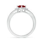 Ruby and Diamond Side Stones Ring in White Gold