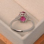 S925 Sterling Silver Ruby Oval Ring for Women