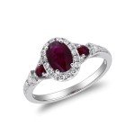 14K White Gold Ruby and Diamond Women's Ring
