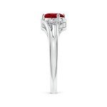 Ruby and Diamond Side Stones Ring in White Gold