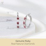 Diamond and Ruby Hoop Earrings in Sterling Silver