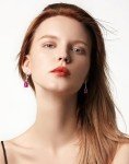 Red Ruby Sterling Silver Dangle Earrings for Women