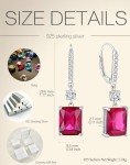 Red Ruby Sterling Silver Dangle Earrings for Women