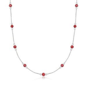Ruby Station Necklace in Sterling Silver - 16