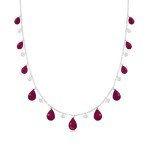 Gemstone & Cultured Pearl Drop Necklace in Silver