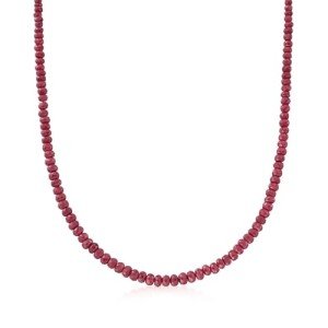Ruby Bead Necklace with Silver - 20 Inches