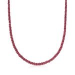 Ruby Bead Necklace with Silver - 20 Inches