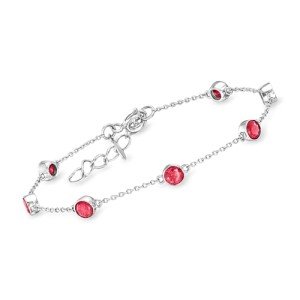 Ruby Station Bracelet in Sterling Silver, 2.50 ct