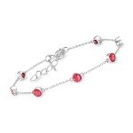 Ruby Station Bracelet in Sterling Silver, 2.50 ct