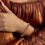 Ruby Heart Tennis Bracelet in 18kt Gold Finish