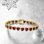 Ruby Heart Tennis Bracelet in 18kt Gold Finish