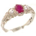 Beautiful Ruby and Pearl Women's Promise Ring