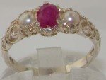 Beautiful Ruby and Pearl Women's Promise Ring