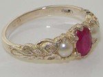 Beautiful Ruby and Pearl Women's Promise Ring