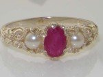 Beautiful Ruby and Pearl Women's Promise Ring
