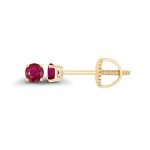 Ruby Birthstone 14K Gold Plated Stud Earrings