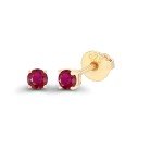 Ruby Birthstone 14K Gold Plated Stud Earrings