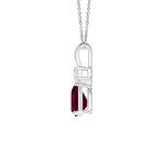 Ruby Teardrop Necklace in Sterling Silver with Diamonds
