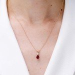 Ruby Teardrop Necklace in Sterling Silver with Diamonds