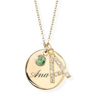 Personalized Gold Birthstone Initial Necklace for Women