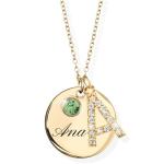Personalized Gold Birthstone Initial Necklace for Women