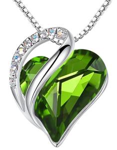 Infinity Love Birthstone Heart Necklace with Peridot