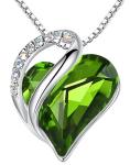 Infinity Love Birthstone Heart Necklace with Peridot