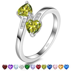 Adjustable Peridot Heart Ring in Sterling Silver
