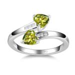 Adjustable Peridot Heart Ring in Sterling Silver