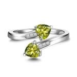 Adjustable Peridot Heart Ring in Sterling Silver
