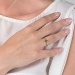 14k Gold Ring with Diamonds and Peridot, Size 8.5