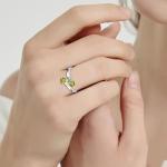 Adjustable Peridot Heart Ring in Sterling Silver