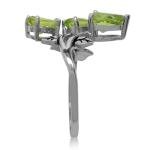 Natural Peridot & Sterling Silver Leaf Ring